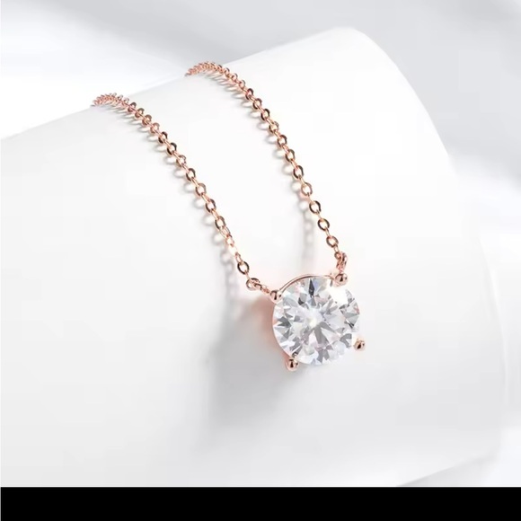 NWOT Genuine 3ct Moissanite necklace 16” to 18” Rose gold plated GRA certificate - Picture 4 of 12